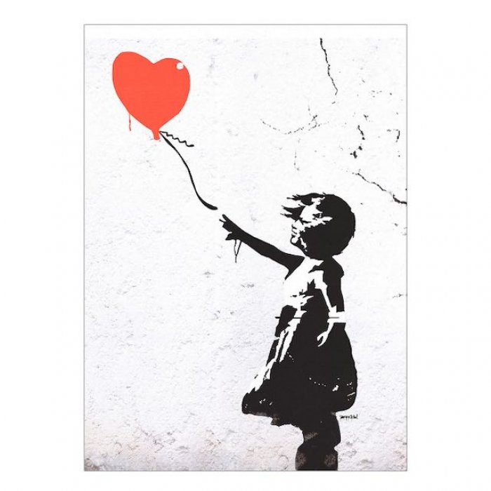 Panorama Poster Stampe Da Parete Graffiti Banksy Ragazza Con Palloncino 70x40cm - Stampato Su Carta 250gr - Quadri Moderni Soggiorno
